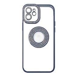 Funda de Silicona Suave con Diseño de Diamantes para Apple iPhone 12 Negro